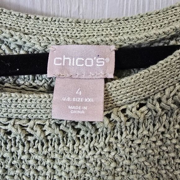 NWOT Chico's Shine Stitch Detail Pullover Simple Sweater Sz XXL‎ Olive Green - Picture 8 of 9